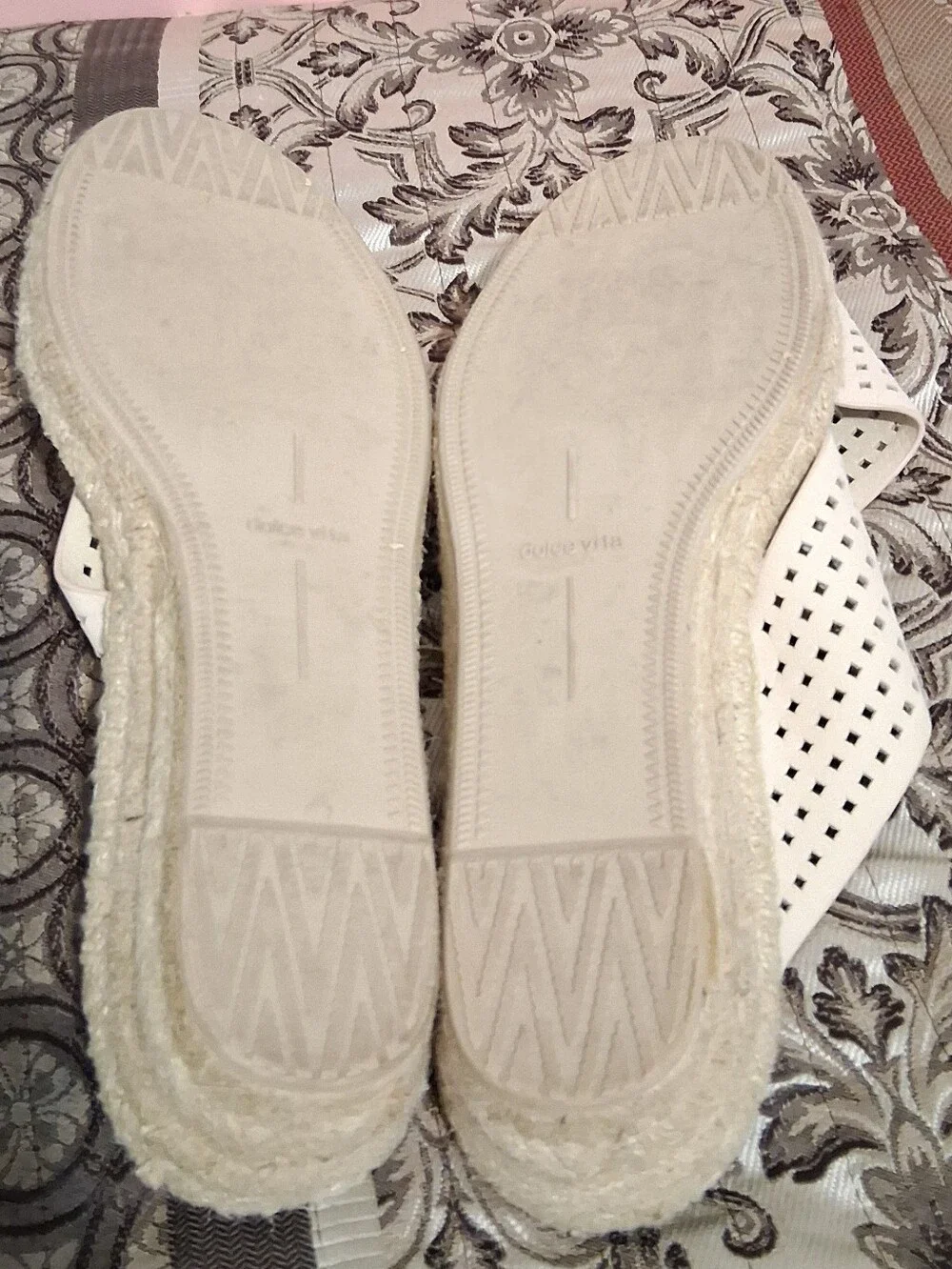 Dolce‎ Vita Cream Perforated Crossband Espadrille Sandals Leather 8.5 Platform